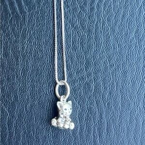 Silver Cat Pendant Necklace 925 sterling  silver